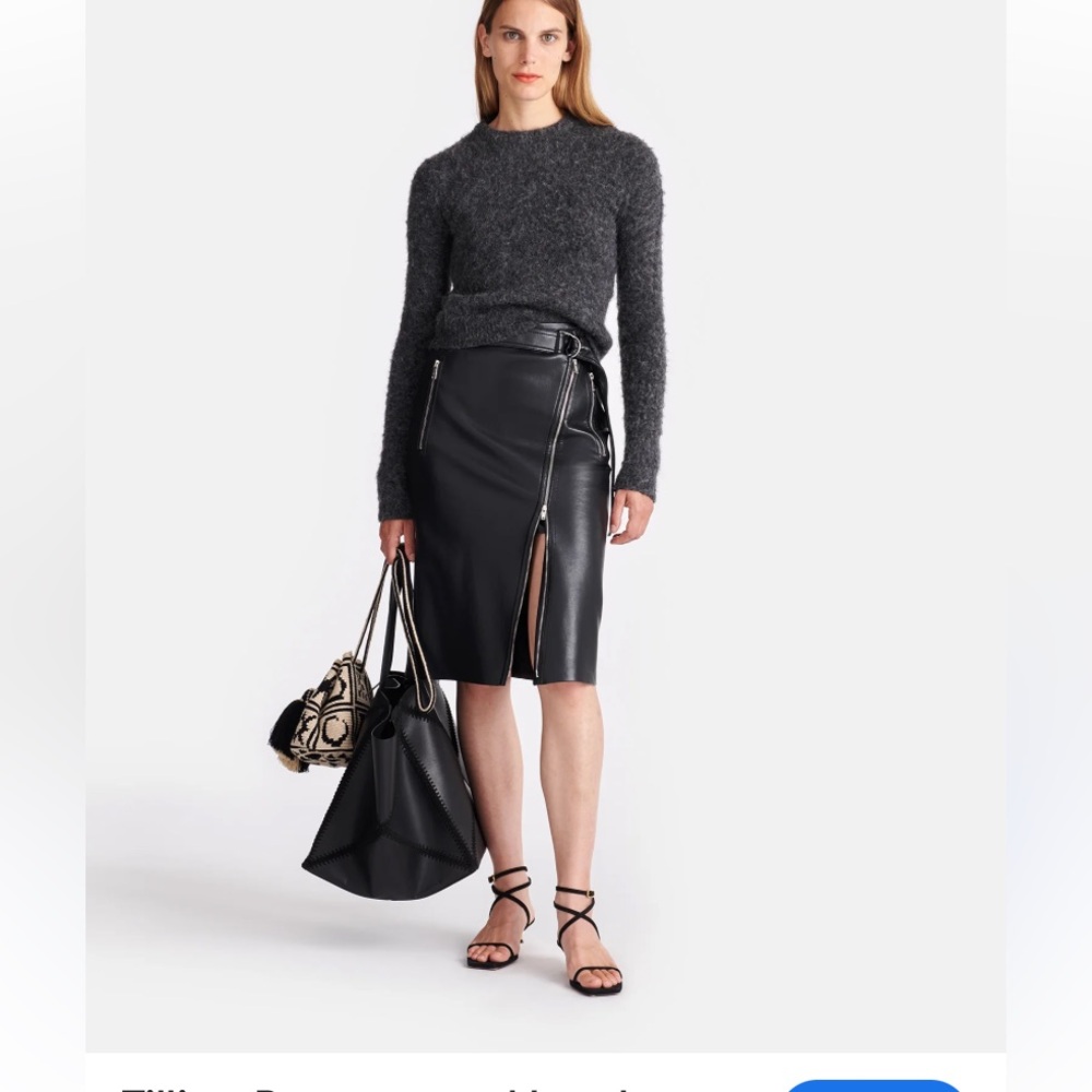 MASON Black Leather Pencil Skirt
